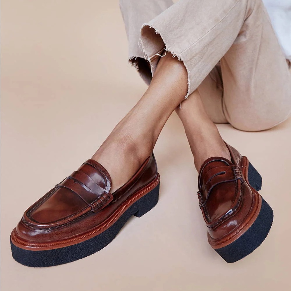 Loeffler Randall Rikki Brown Platform Loafer